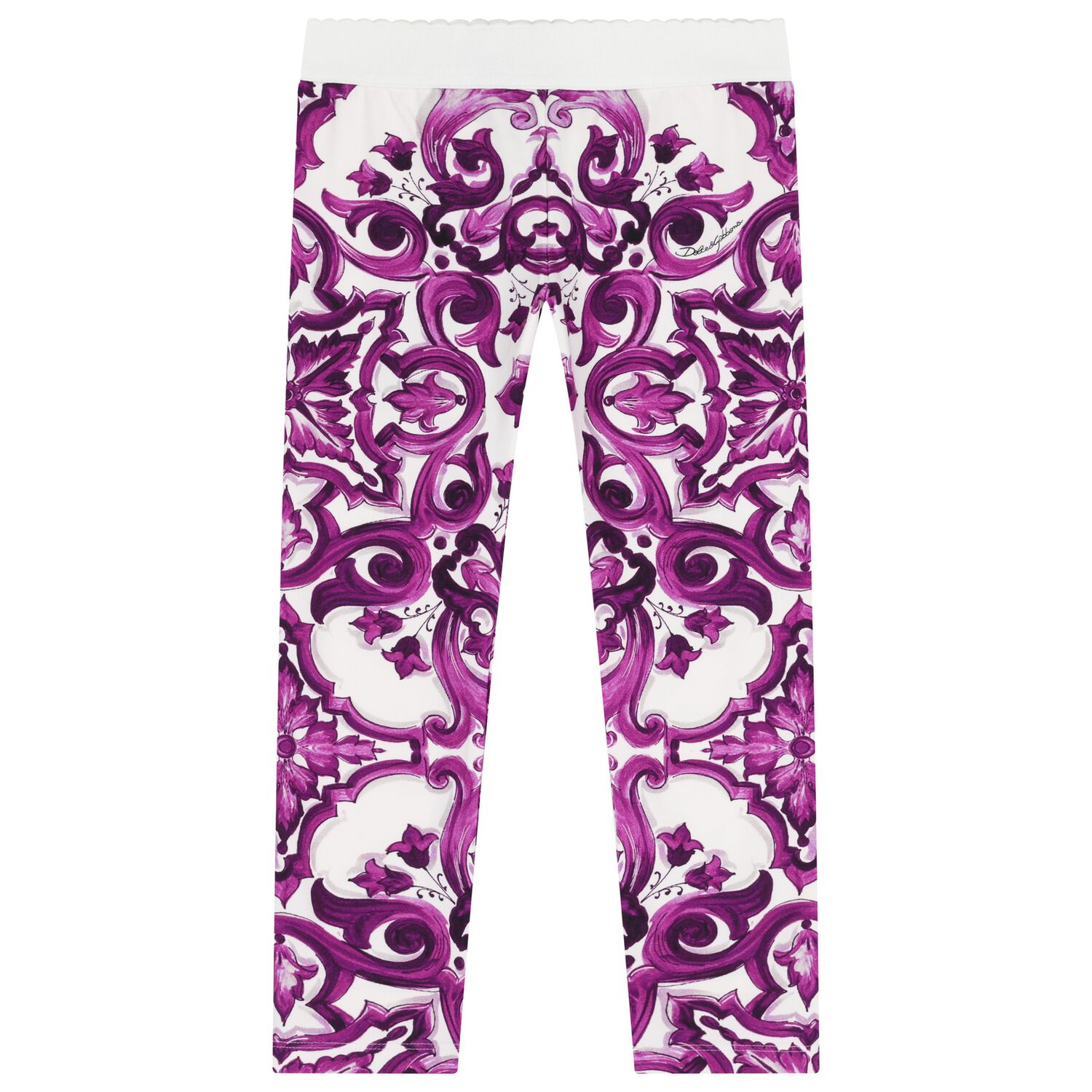 Girls White & Purple Majolica Leggings, 2, hi-res image number null