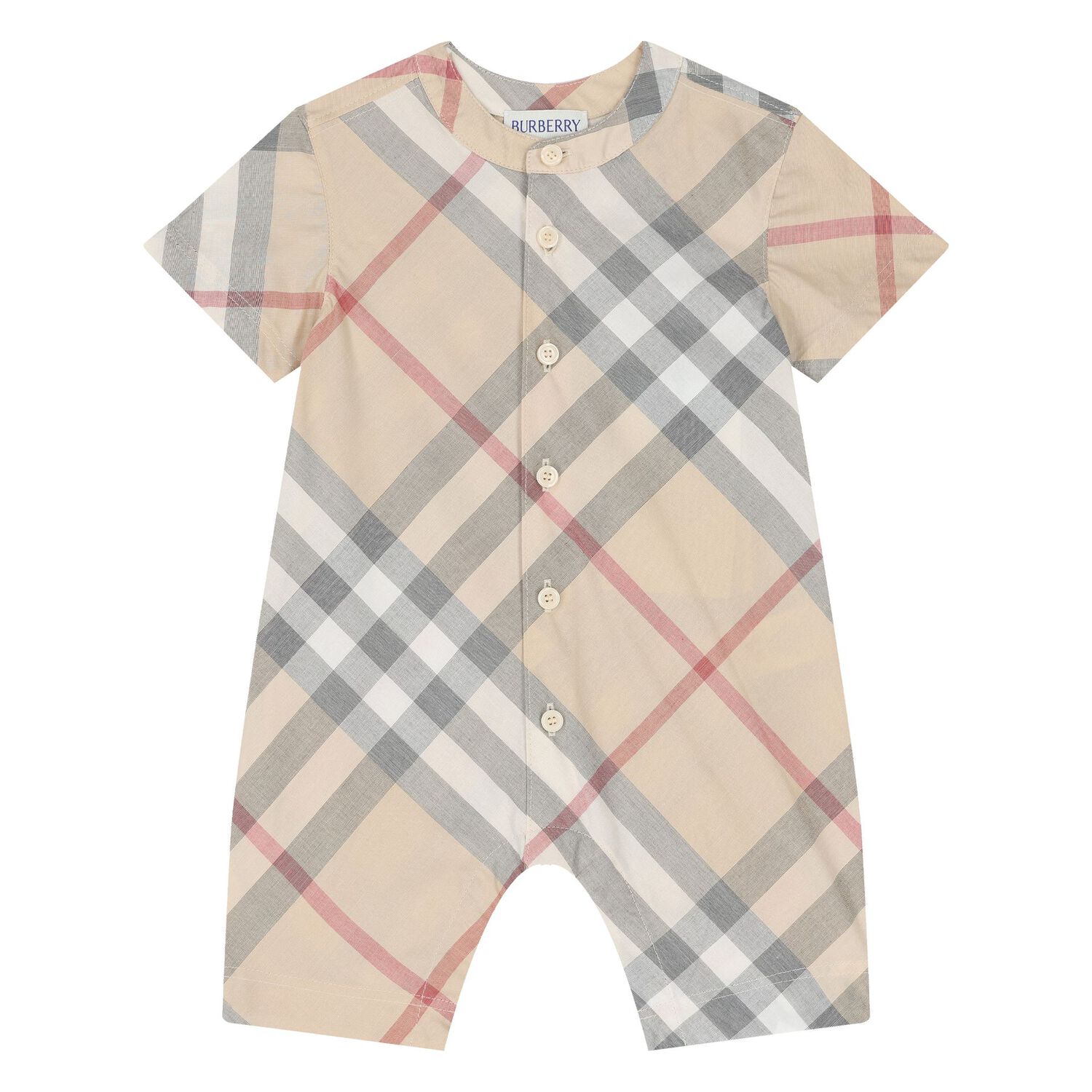 Beige Check Romper Gift Set, 1, hi-res