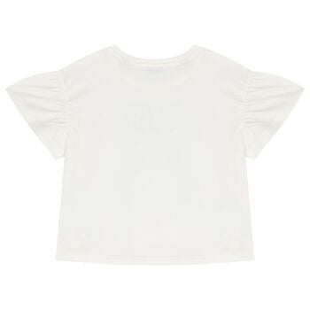 Girls White Bow T-Shirt