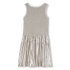 Girls Metallic Gold Logo Ruched Dress, 1, hi-res
