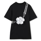 Girls Black Daisy Pocket Dress, 1, hi-res