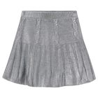 Girls Silver Pleated Skirt, 1, hi-res