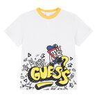 طقم شورت أولاد بالشعار باللون الأصفر والابيض, 1, hi-res