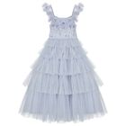 Girls Blue Sequin Tulle Dress, 1, hi-res