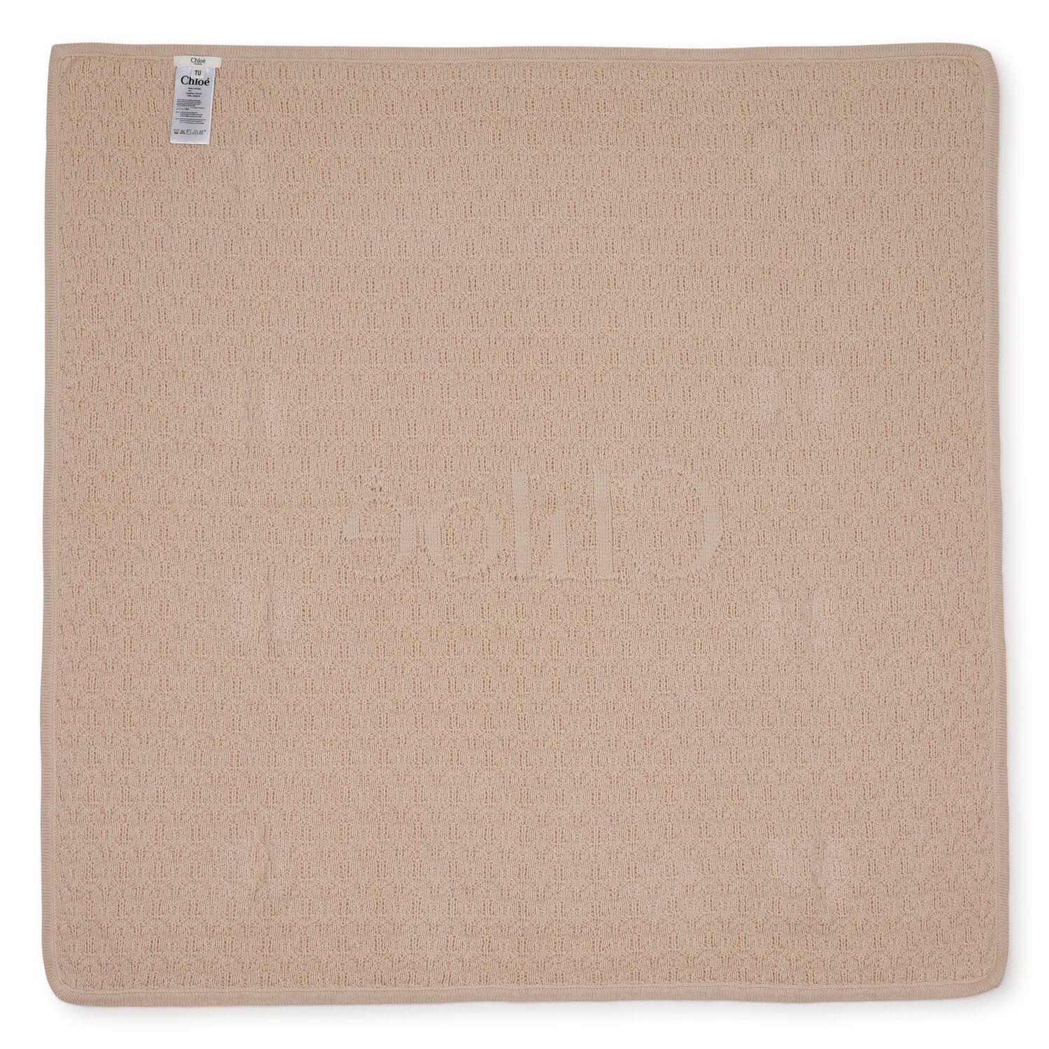 Beige Knit Logo Baby Blanket , 1, hi-res