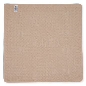 Beige Knit Logo Baby Blanket 
