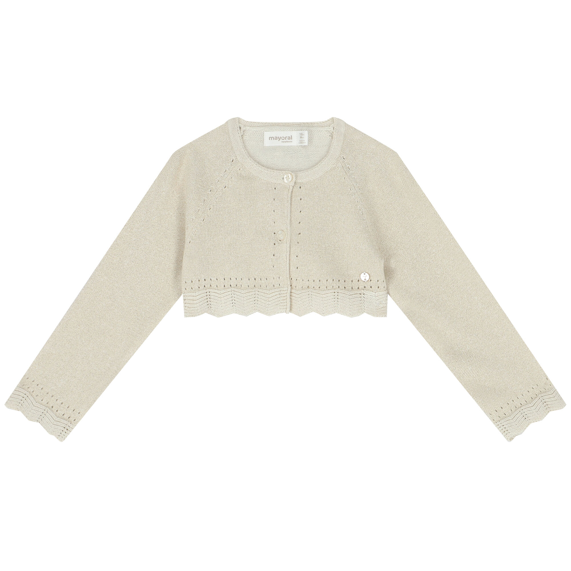 Mayoral Baby Girls Beige Bolero Cardigan Junior Couture UAE