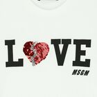 تيشيرت بالشعار باللون الابيض للبنات, 1, hi-res