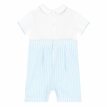 Baby Boys White & Blue Romper