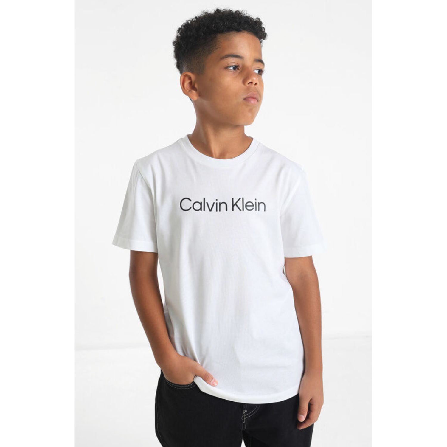 Boys White Logo T-Shirt, 4, hi-res image number null