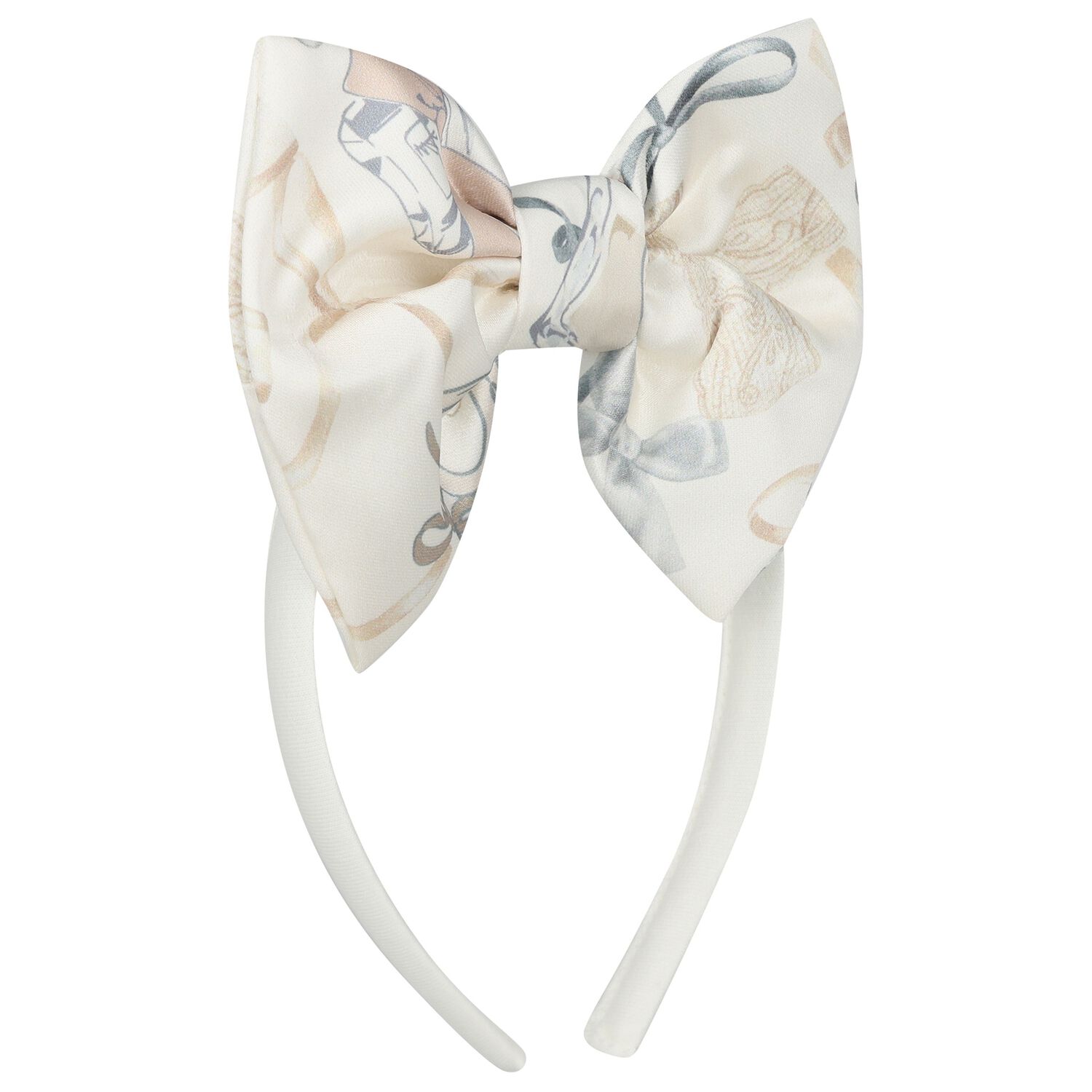 Girls Ivory Bow Headband, 1, hi-res