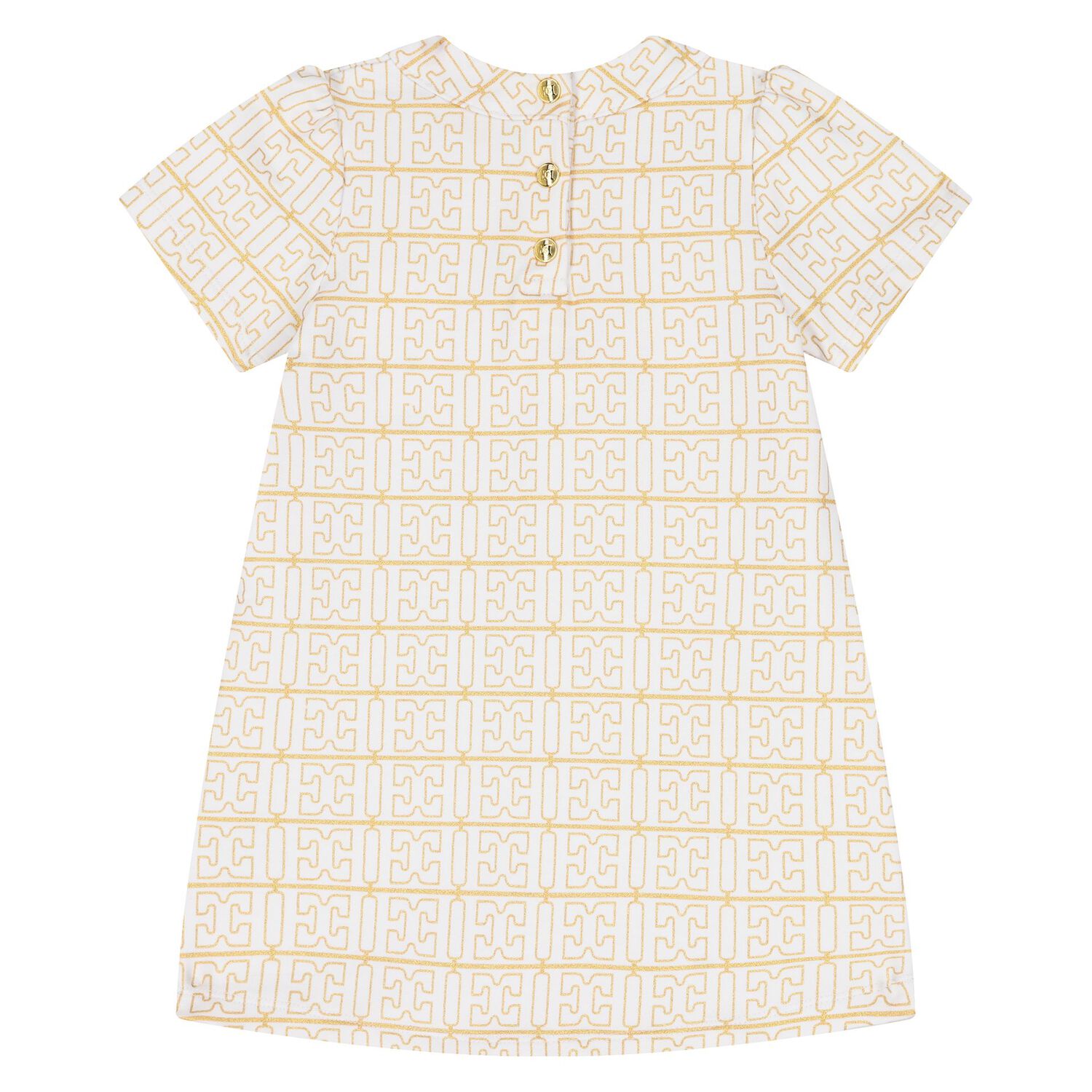Younger Girls White & Gold Logo Dress, 1, hi-res image number null