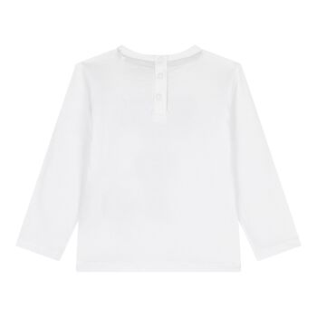 Baby Boys White Teddy Bear Logo Long Sleeve Top