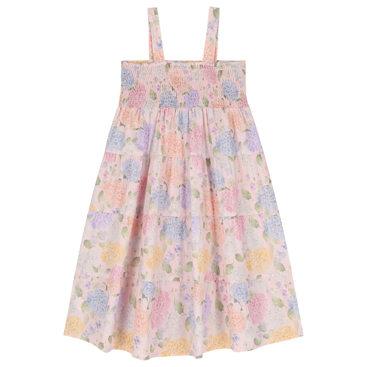 Girls Pink Floral Tiered Dress, 1, hi-res