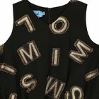 فستان باللون الاسود والذهبى للبنات, 1, hi-res