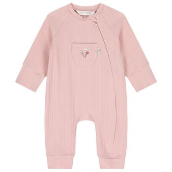 Baby Girls Pink Balloon Motif Ribbed Romper