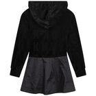 Girls Black Logo Hooded Dress, 1, hi-res