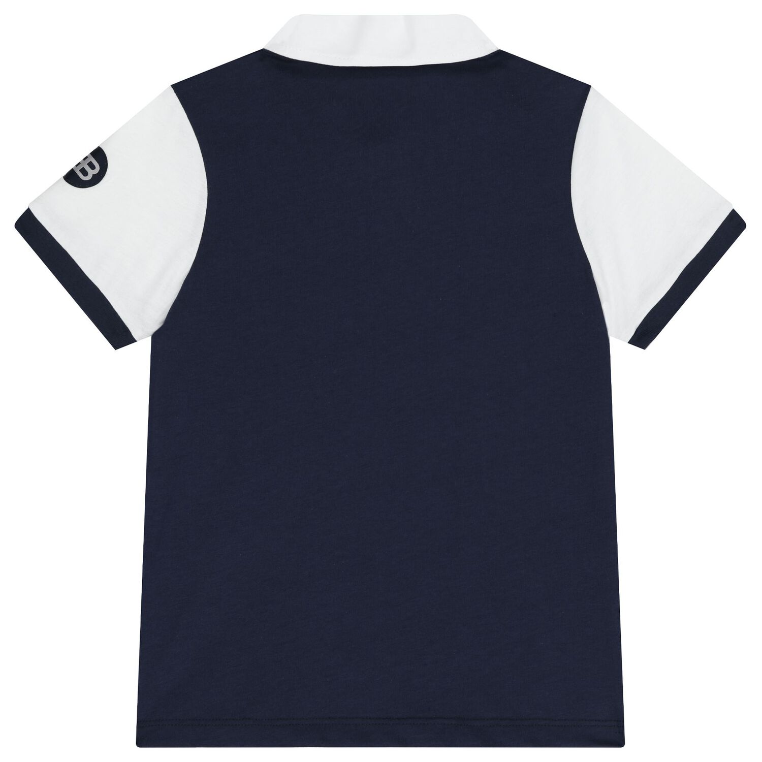 Boys Beige & Navy Blue Logo Polo Shirt, 1, hi-res