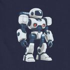 Boys Navy Blue Robot T-Shirt, 2, hi-res