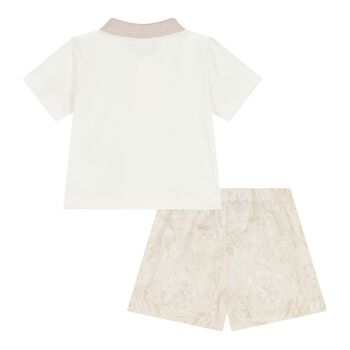 Baby Boys Ivory & Beige Whisper Barocco Shorts Set