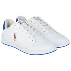 Boys White Logo Trainers, 1, hi-res