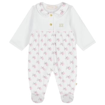 بدلة أطفال بيضاء مزينة بشعار فيونكة للبنات