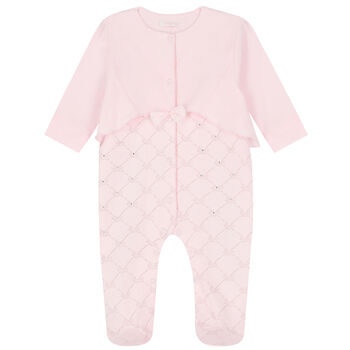 Baby Girls Pink Bow Babygrow