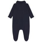 Baby Boys Navy Blue Logo Babygrow, 3, hi-res