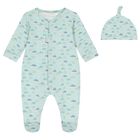 Baby Boys Green Car Print Babygrow & Hat Set, 2, hi-res