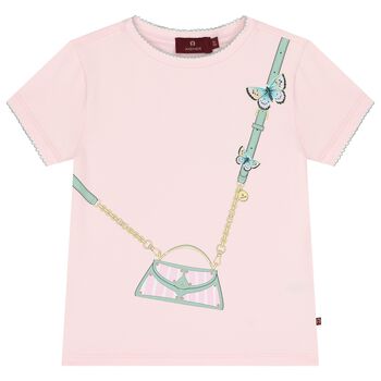 Girls Pink Logo Bag T-Shirt