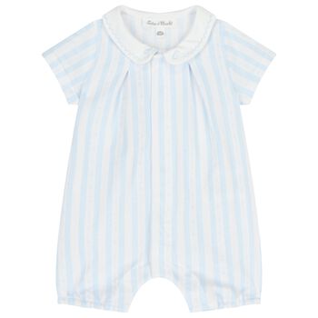 Baby Boys Blue & White Striped Romper