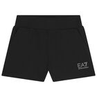 Girls Black Logo Shorts Set, 1, hi-res