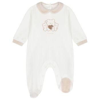White & Beige Teddy Bear Babygrow