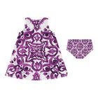 Baby Girls White & Purple Majolica Dress Set, 1, hi-res