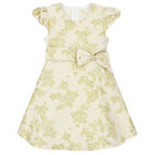 Girls Ivory & Gold Brocade Dress, 1, hi-res