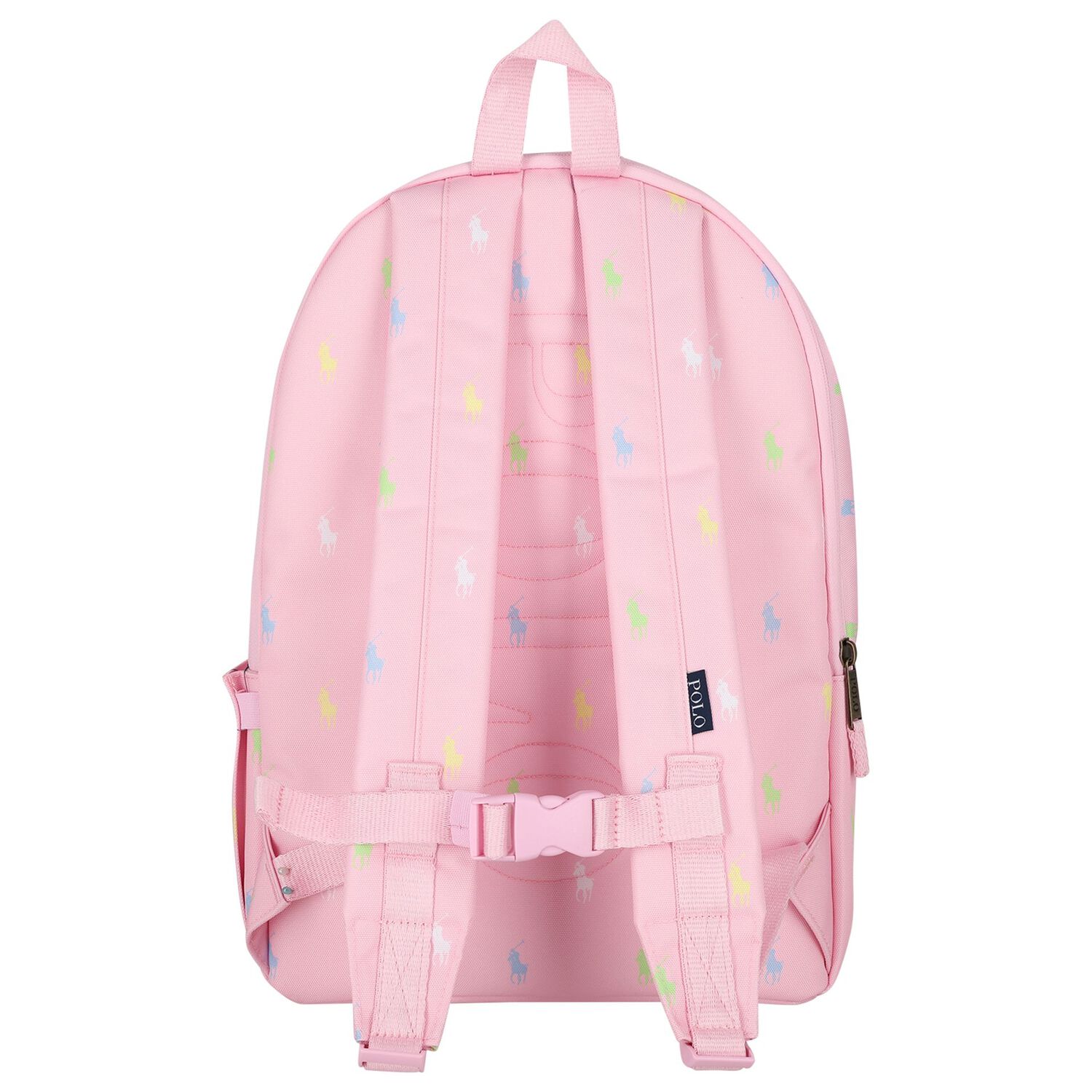 Girls Pink Canvas Pony Logo Backpack ( 44cm ), 1, hi-res
