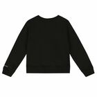 Girls Black Logo Sweatshirt, 1, hi-res