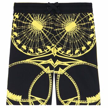 Boys Black & Yellow Printed Shorts