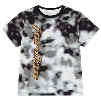 تيشيرت بالشعار جوردان للاولاد باللون الاسود والابيض 