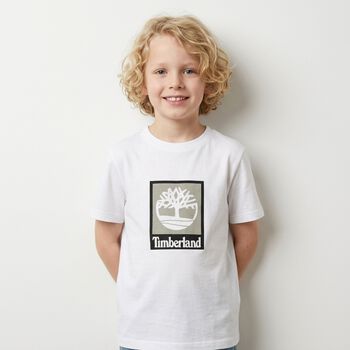 تيشيرت بالشعار باللون الأبيض للأولاد