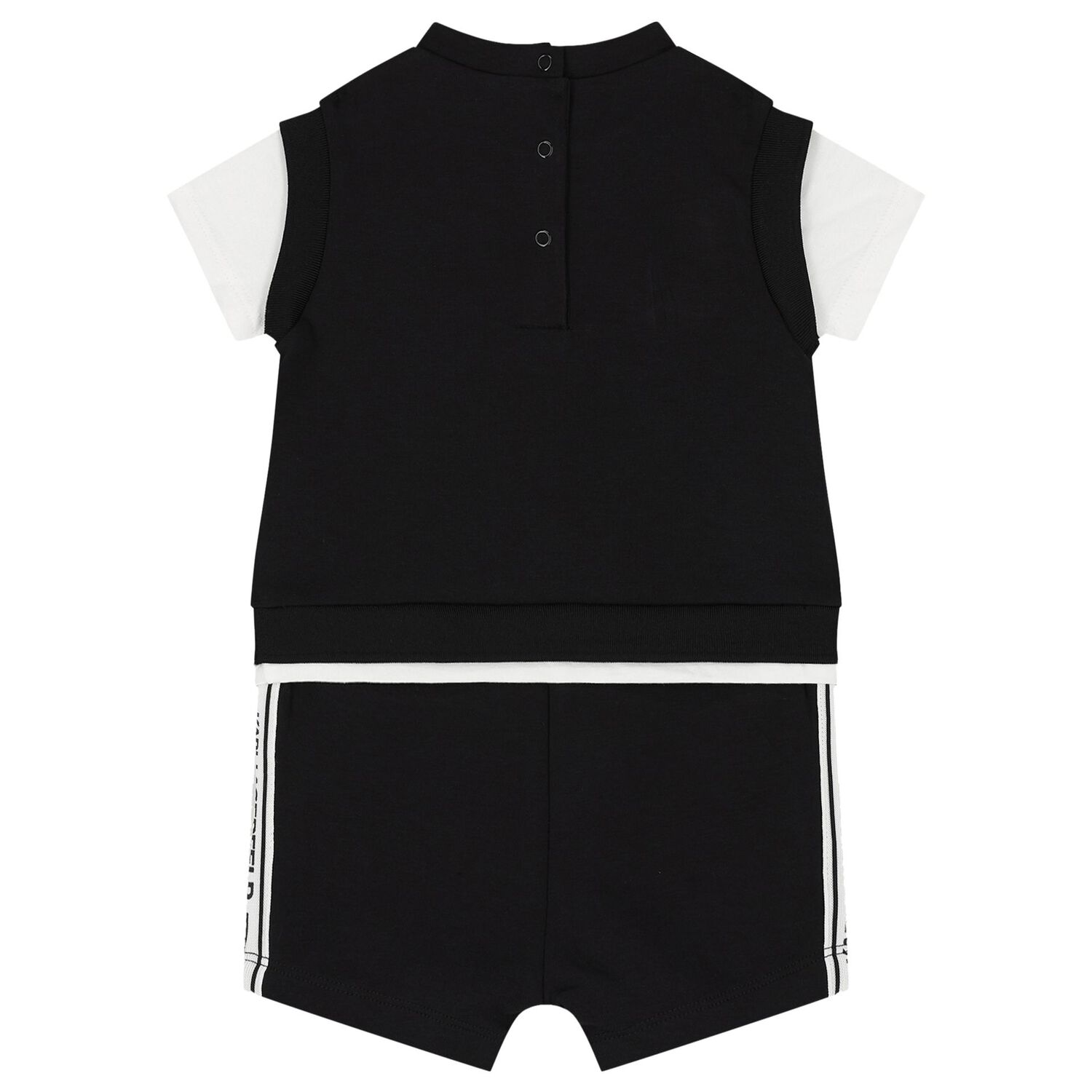 Baby Boys Black Logo Romper, 1, hi-res
