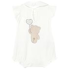Baby Girls White Teddy Bear Romper Set, 2, hi-res