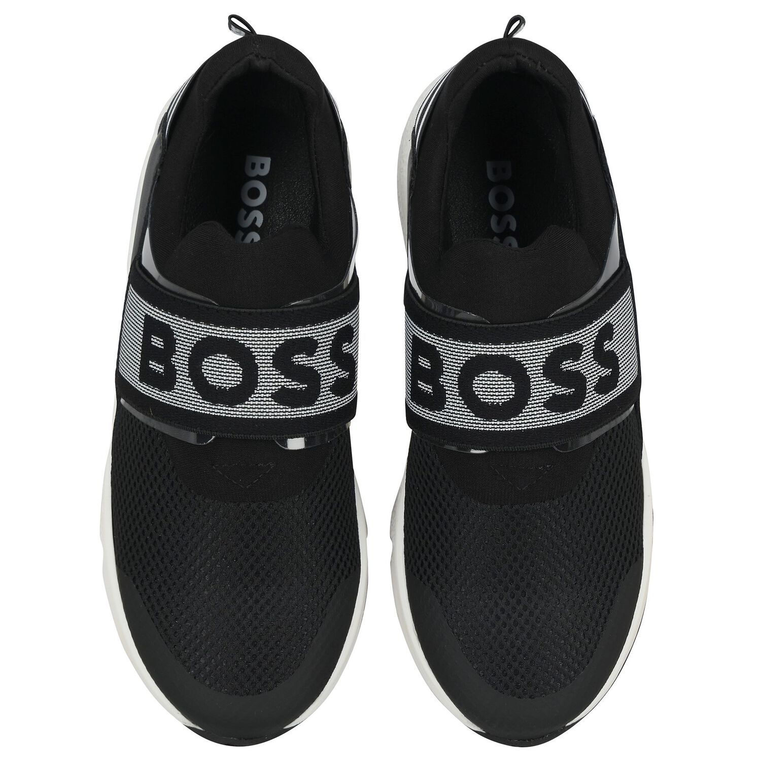 Boys Black Logo Trainers, 1, hi-res