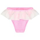 بيكيني بنقشة مجعدة باللون الوردي الفاقع  للبنات, 1, hi-res