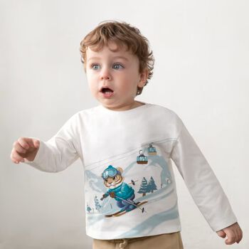 Younger Boys White Tiger Long Sleeve Top