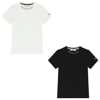 Boys White & Black Logo T-Shirts ( 2-Pack )