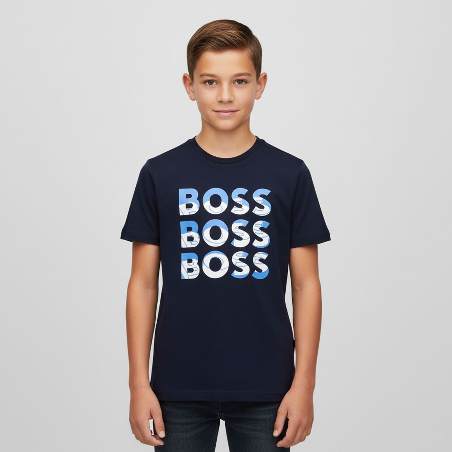 Boys Navy Blue Logo T-Shirt, 4, hi-res image number null