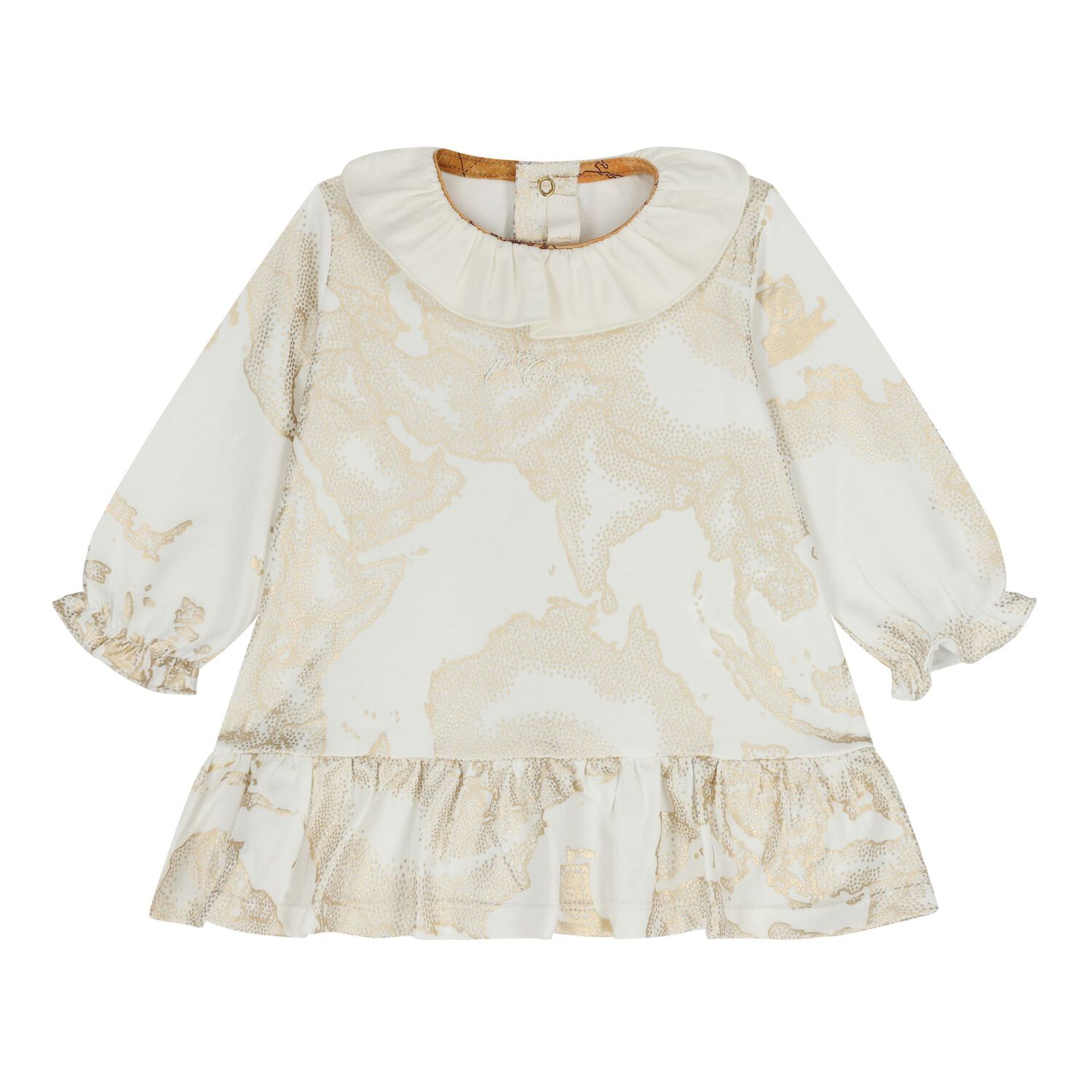 Baby Girls White & Gold Geo Map Dress Set, 1, hi-res