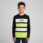 Boys Black, White & Neon Green Logo Long Sleeve Top, 1, hi-res