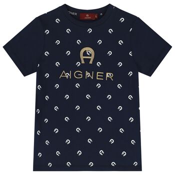 Boys Navy Blue Logo T-Shirt